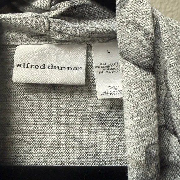 Alfred Dunner Gray Floral 2pc Cardigan Tank Set L Stretch - Picture 3 of 8